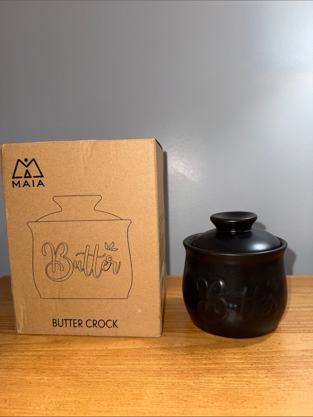 Black Ceramic Butter Crock with Lid